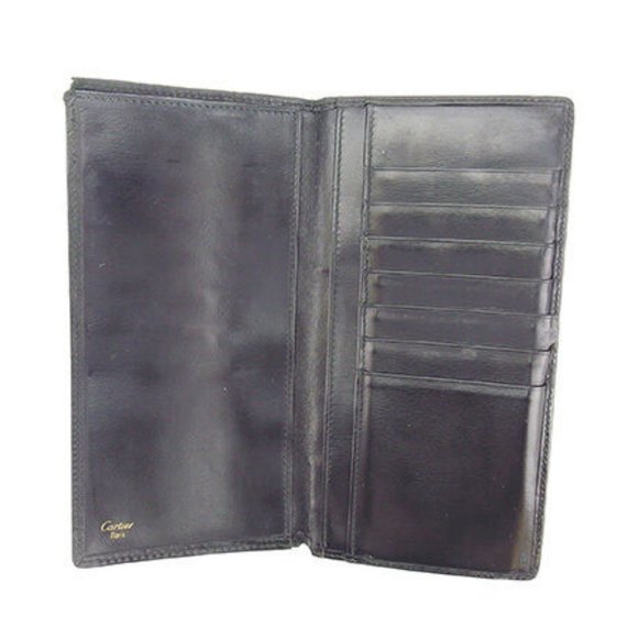 Cartier Wallet Purse Long Wallet Black Gold Mens Authentic Used - Picture 5 of 6